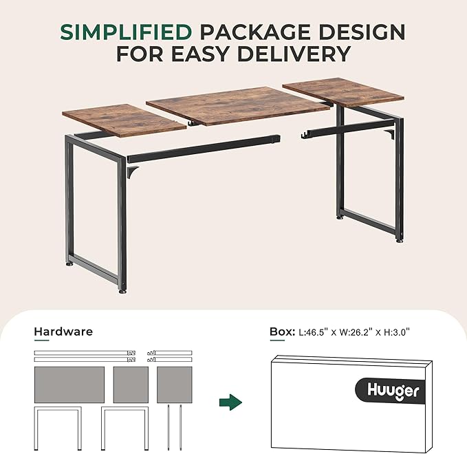 Huuger Computer Desk, 63 Inch Office Desk, Gaming Desk
