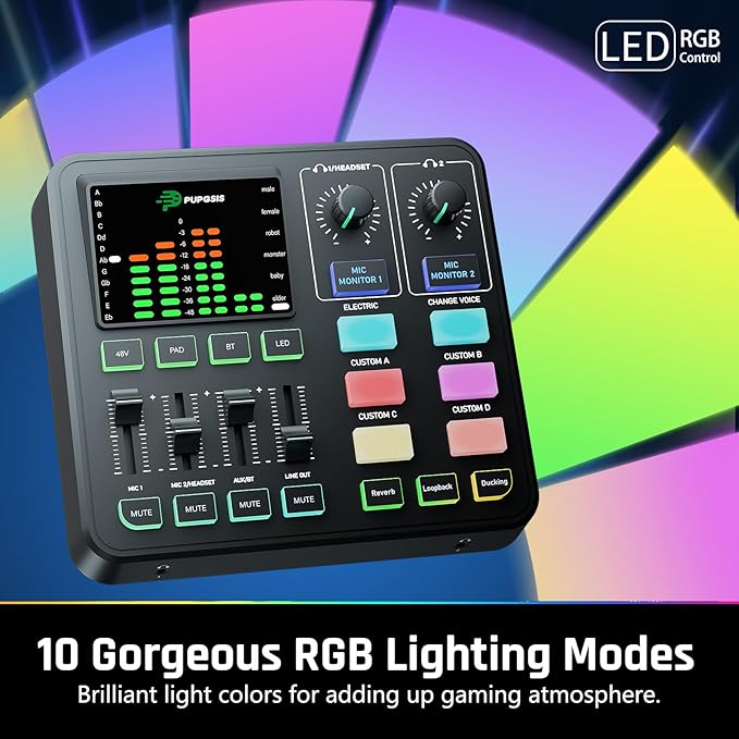 PUPGSIS Gaming Audio Mixer, Audio Interface