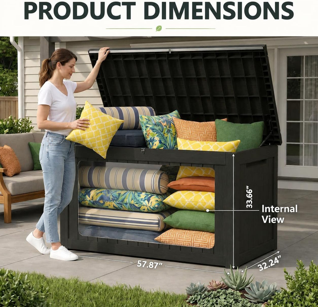 320 gallon extra-large outdoor storage box, waterproof lockable shown in use