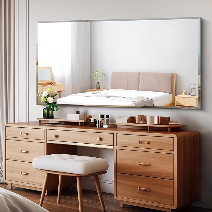 CILIBER Beveled Bathroom Mirror, 30x60 Large Frameless Mirrors