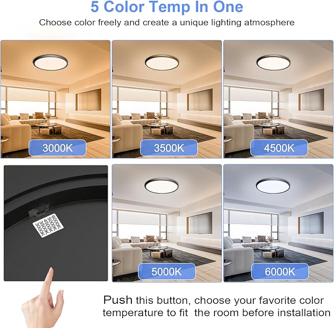 hunhun 2 Pack 16 Inch Dimmable LED Flush Mount Ceiling Light 4800LM Round Light