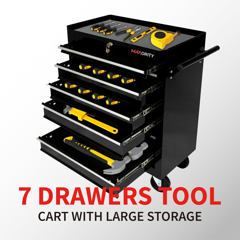 maxority 7-drawer heavy-duty rolling tool chest cabinet with, side view