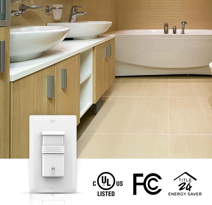 ECOELER 4Pack in-Wall PIR Motion Sensor Light Switch, Single Pole Motion