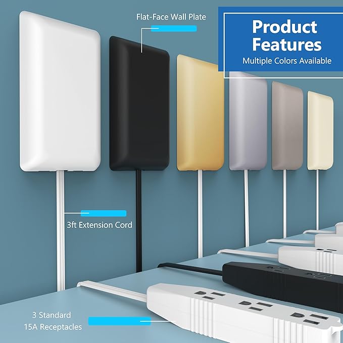 LIDER Flat-Face Outlet Extender (3-Pack)