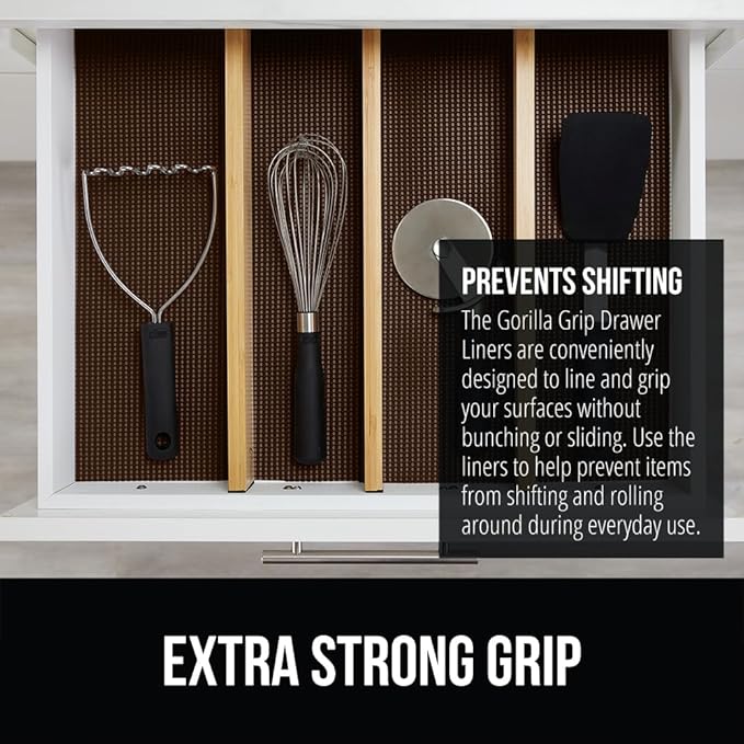 GORILLA GRIP powerGRIP Drawer Shelf and Cabinet Liner, Thick Strong Hold