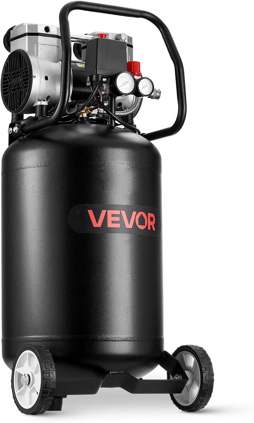 VEVOR 14-Gallon Air Compressor, 2HP 4.3 SCFM at 90PSI, Max 125PSI Pressure Oil-Free Air Compressor Tank, Portable on Wheels for Auto Repair, Tire Inflation, Spray Painting, Woodwork Nailing, 120V