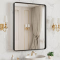 LOAAO 20X16 Inch Black Metal Framed Bathroom Mirror