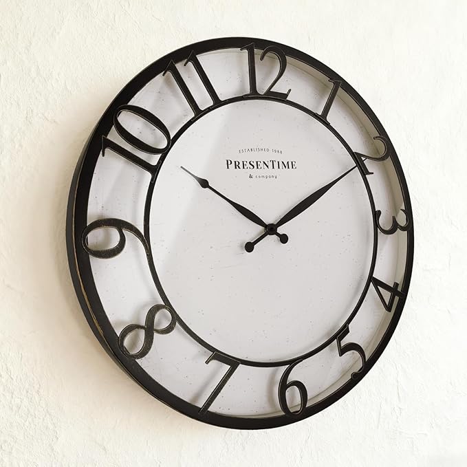 Presentime & Co 21" Farmhouse Series Wall Clock, Vintage Style, Retro Clock
