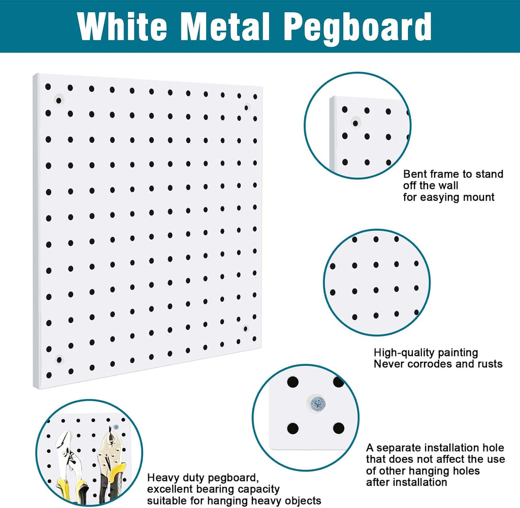 Peg Board Kit, Includes Pegboard and Accessories,with Hooks and Bins,Peg Board Wall Organizer for Office,Ornaments Display,Crafts Organization (129, White)