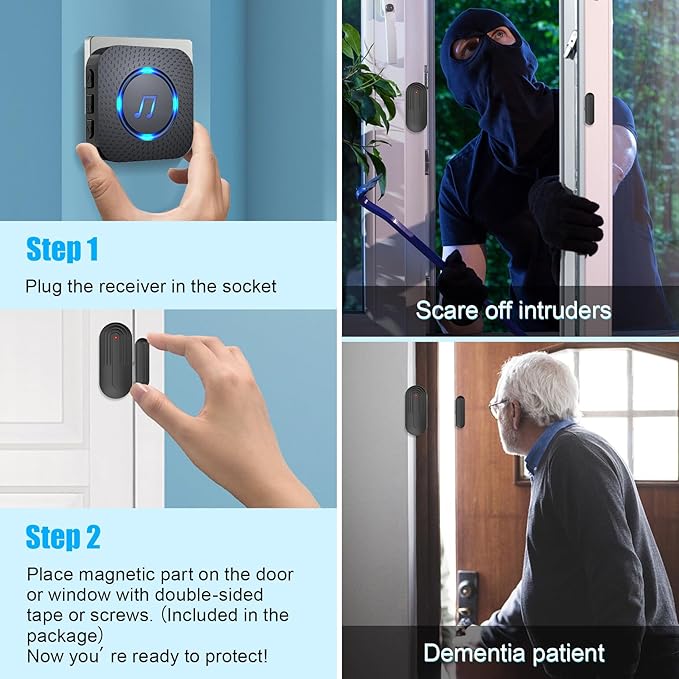 SanJie Door Sensor Chime for Door Opens, Door Entry Chime for