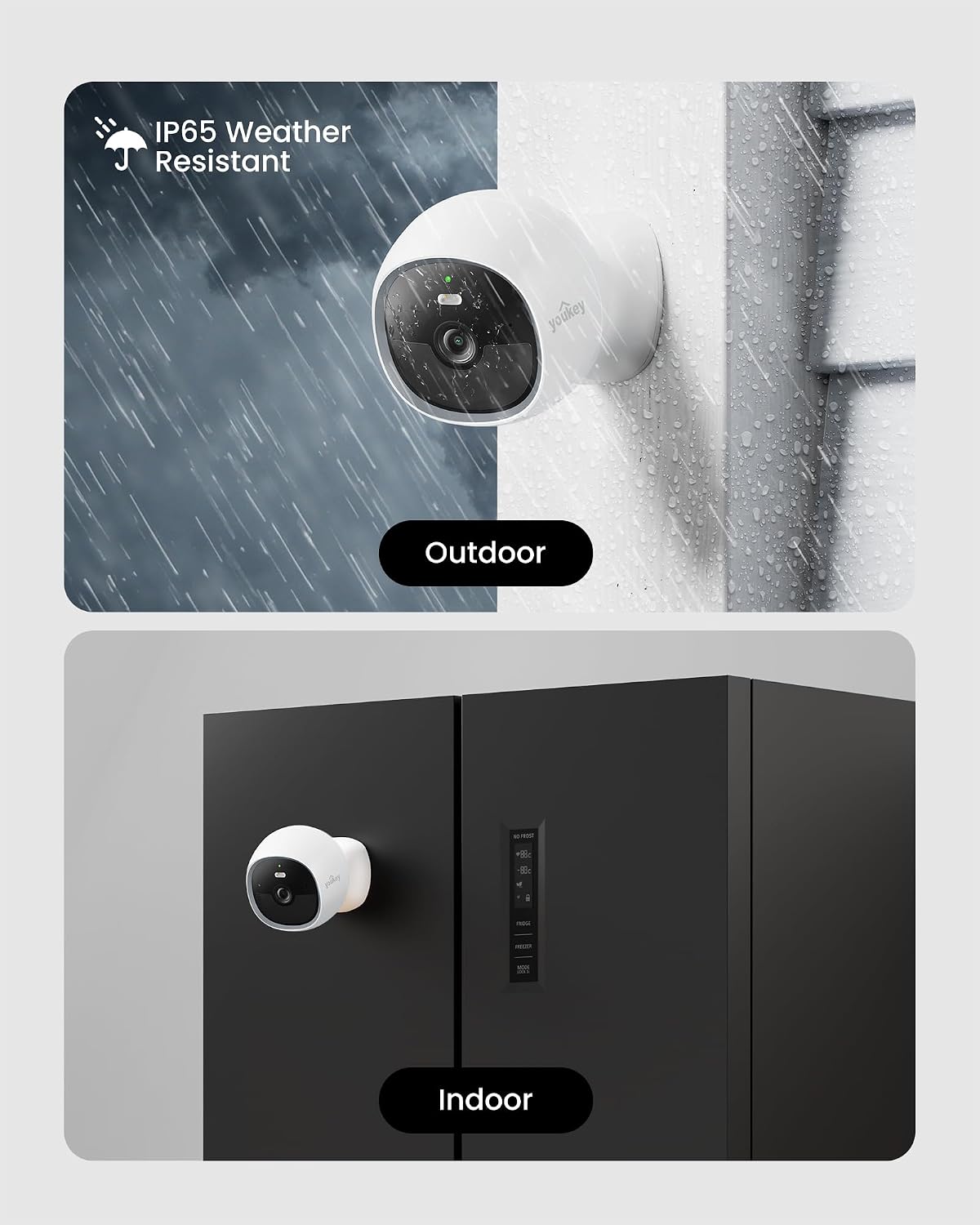 youkey wireless security camera outdoor, no monthly fee, front angle view