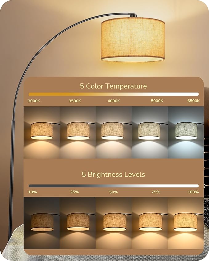 EDISHINE 78.3″ Modern Arc Floor Lamp