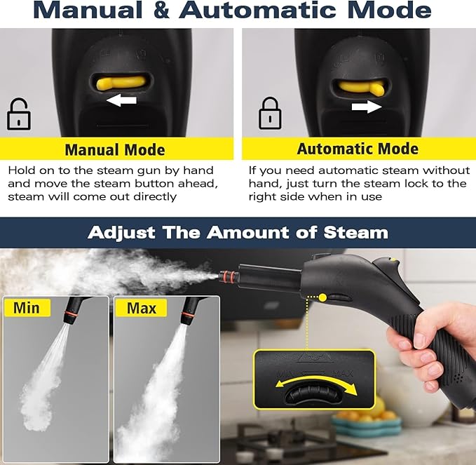 Steam cleaner, 1500w Steamer Cleaning Fast Heating Multi-Surface Steam Cleaner