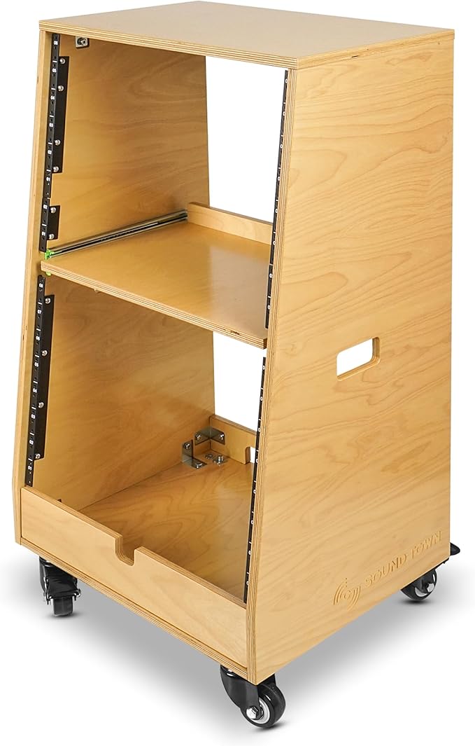 Sound Town DIY Slanted 16U Studio Rack,