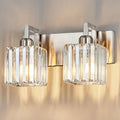 FDPBY Modern Bathroom Vanity Light 2-Lights Brushed Nickel Vanity Light Crystal