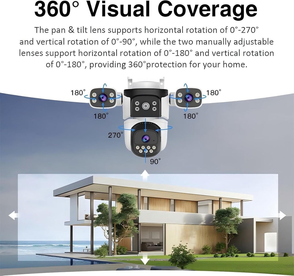 eversecu triple lens wifi ptz security camera, three, side view