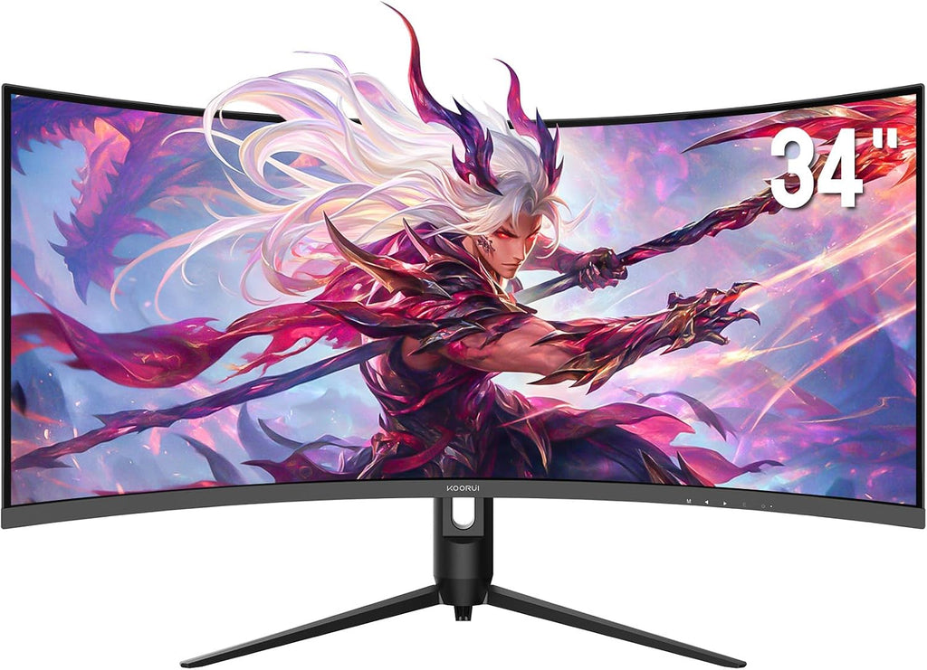 KOORUI 34 Inch 240Hz Ultrawide Curved Gaming Monitor, WQHD 3440×1440, 1500R, HDR400, PIP/PBP, 90% DIC-P3, Adaptive Sync, HDMI 2.1/DP 1.4, Tilt/Swivel/Height Adjustable, VESA for PC Gaming, Work & Play