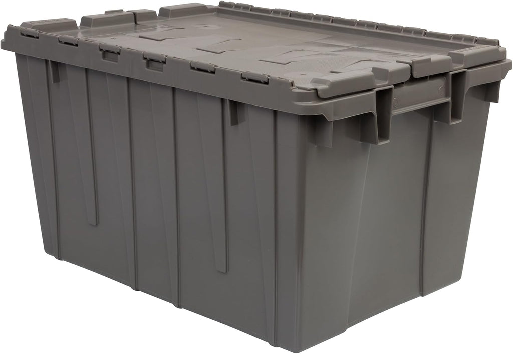 Buckhorn 12G Industrial Plastic Storage Container, Lid Attached, Stackable