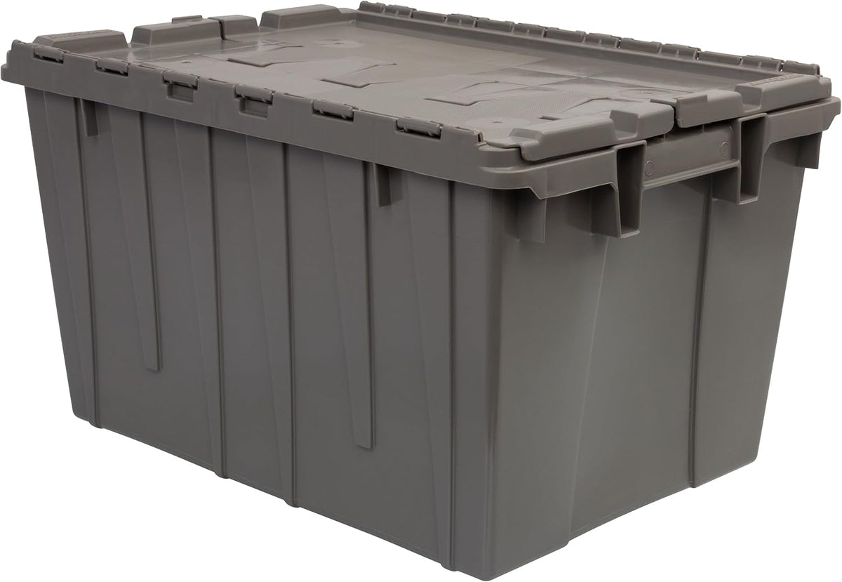 Buckhorn 12G Industrial Plastic Storage Container, Lid Attached, Stackable