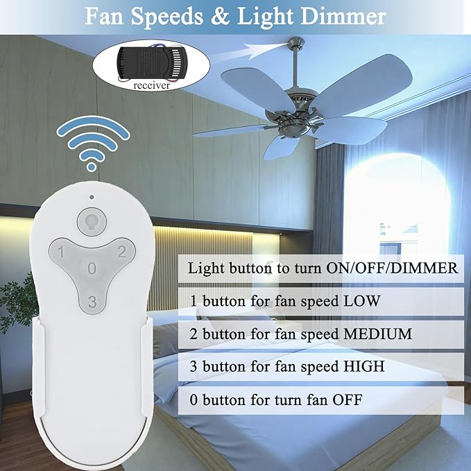 Ceiling Fan Remote Control Kit for Harbor Breeze KUJCE10311 KUJCE10712 TR214B
