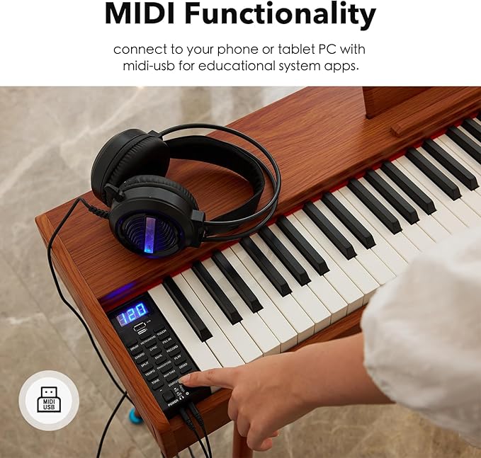 KUMENG Digital Piano 88 Key Weighted Keyboard, Full-Size Desk Progressive