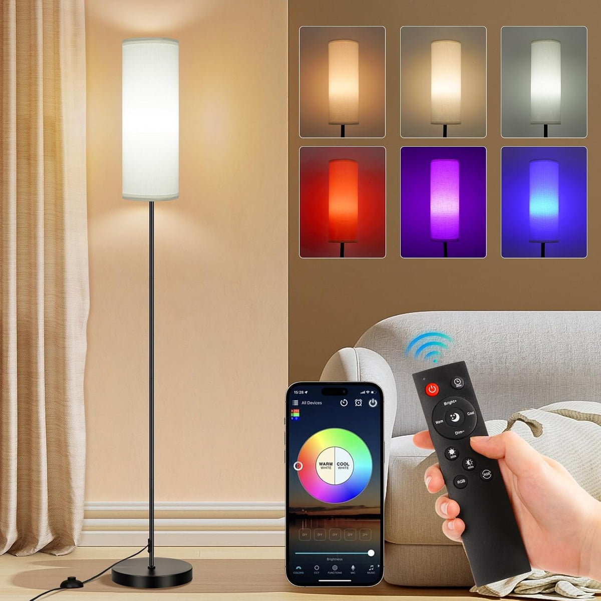FRIDEKO HOME Floor Lamp, Color Changing Ambient Lighting