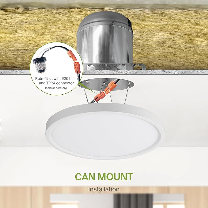 ASD LED 9" Round Flush Mount Ceiling Light Fixture, Low Profile Surface (6 Pack)
