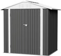 Flamaker 6x4 FT Storage Shed Waterproof Metal Garden Shed with Lockable Door Utility Tool Shed Outdoor Storage for Backyard, Patio and Lawn, Grey