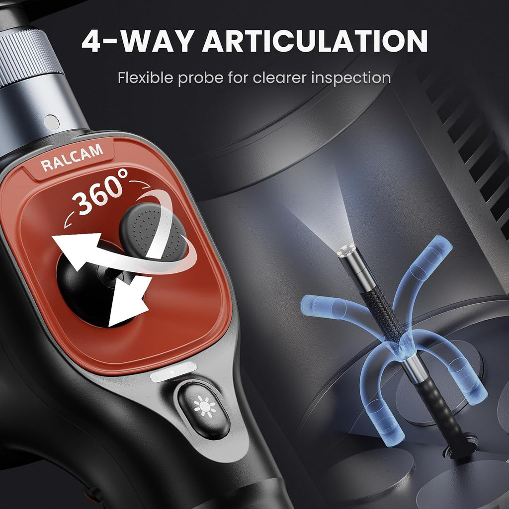ralcam 360° articulating borescope, 6.2mm/0.24in slim probe, close-up detail