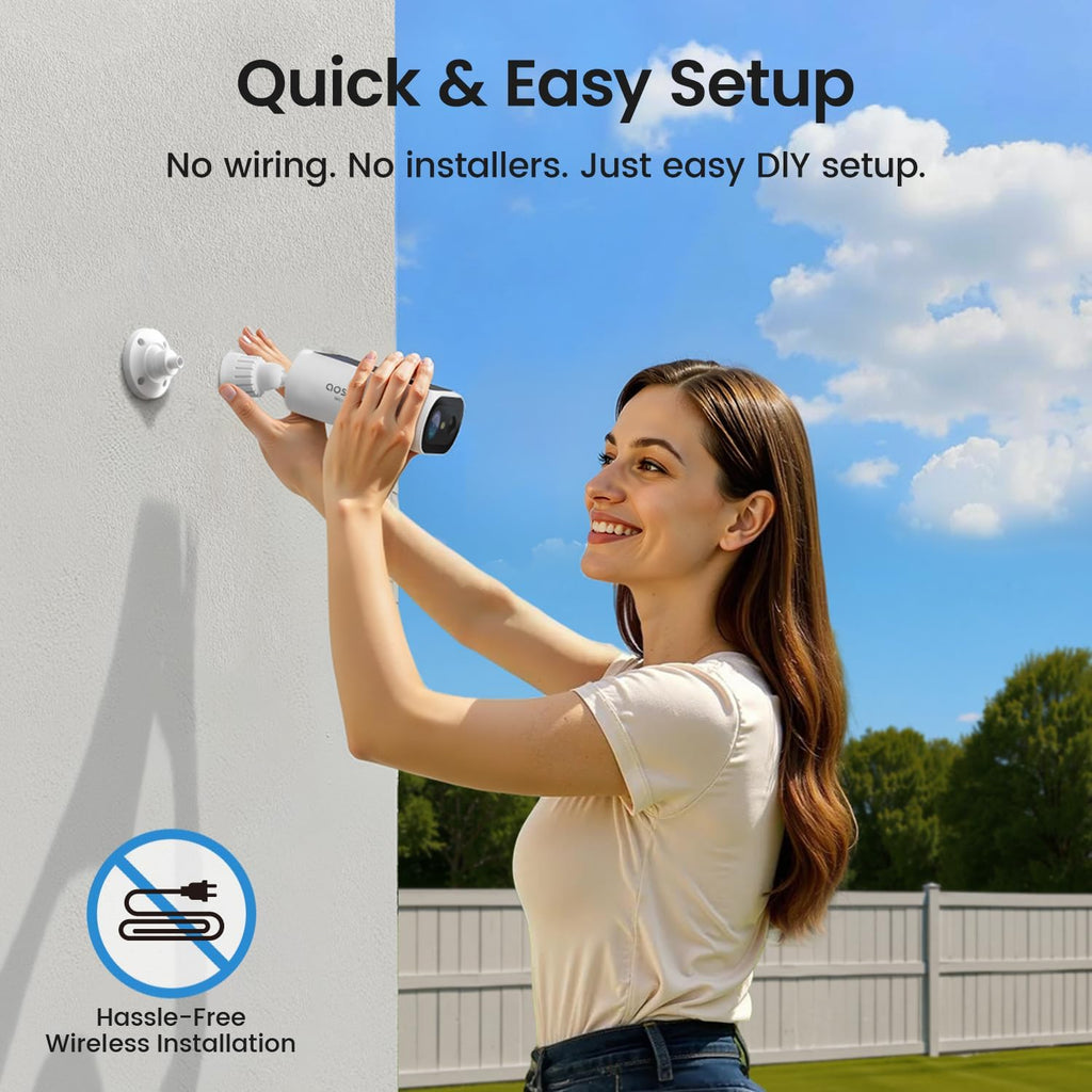 aosu 2k qhd solar security cameras wireless outdoor shown in use