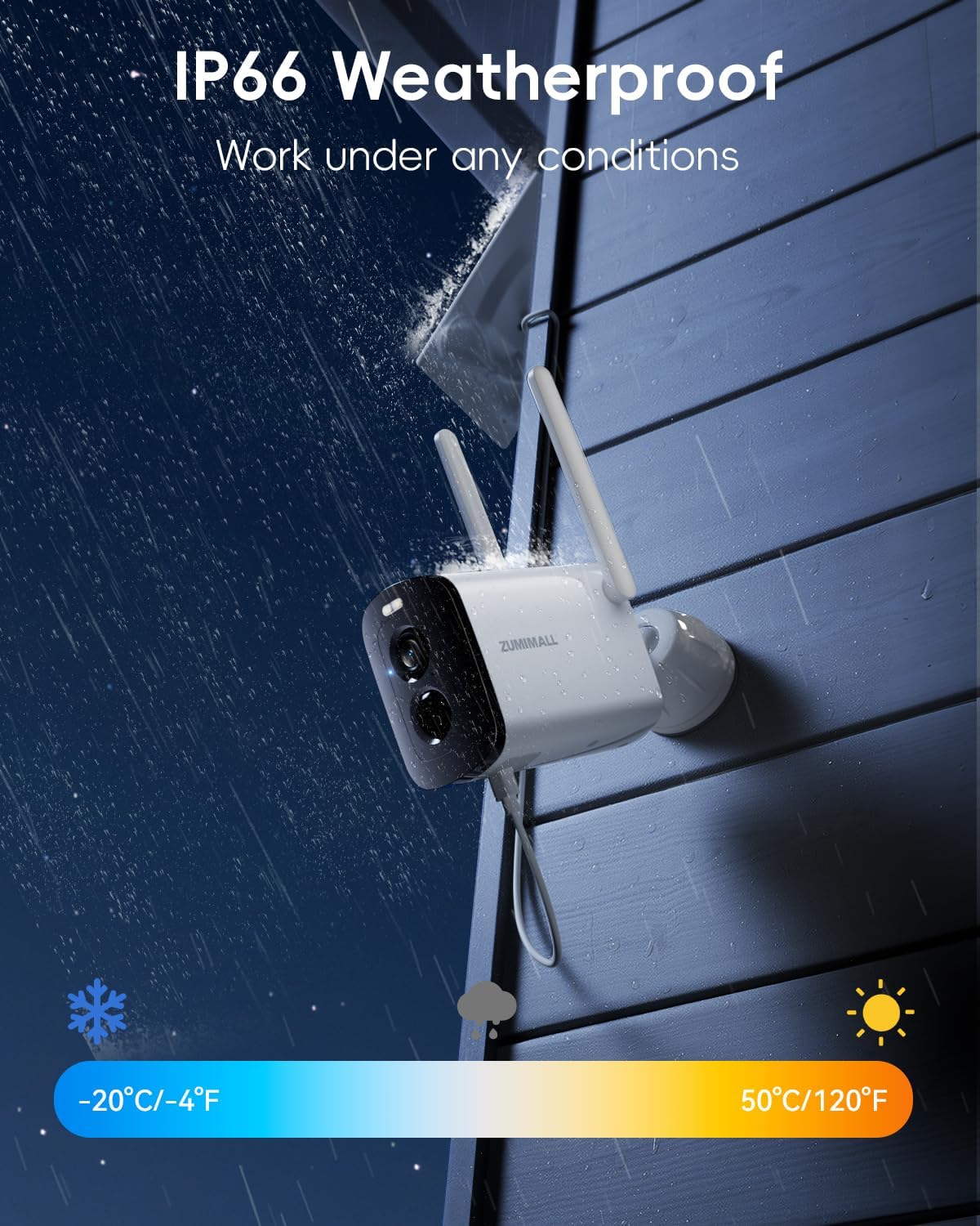 zumimall 2k solar security cameras wireless outdoor, front angle view