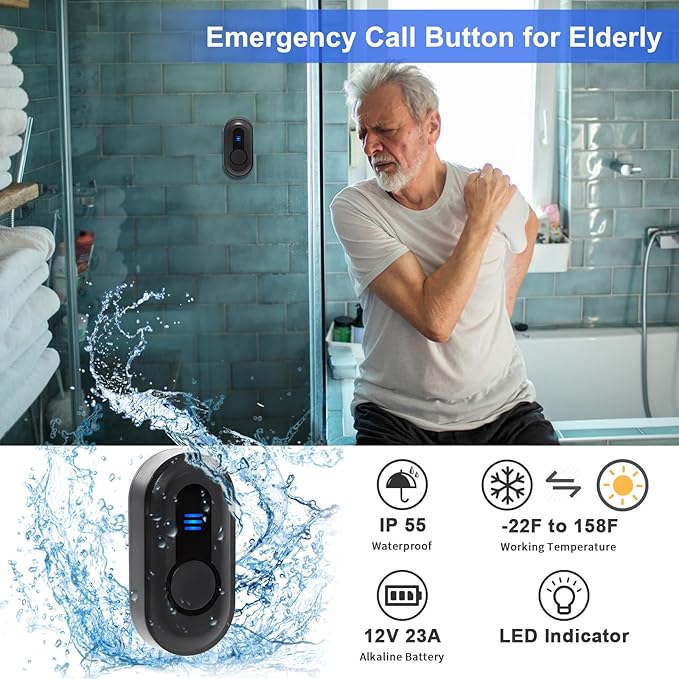 Caregiver Pager Wireless Call Button Emergency Life Alert Systems 500Ft Range