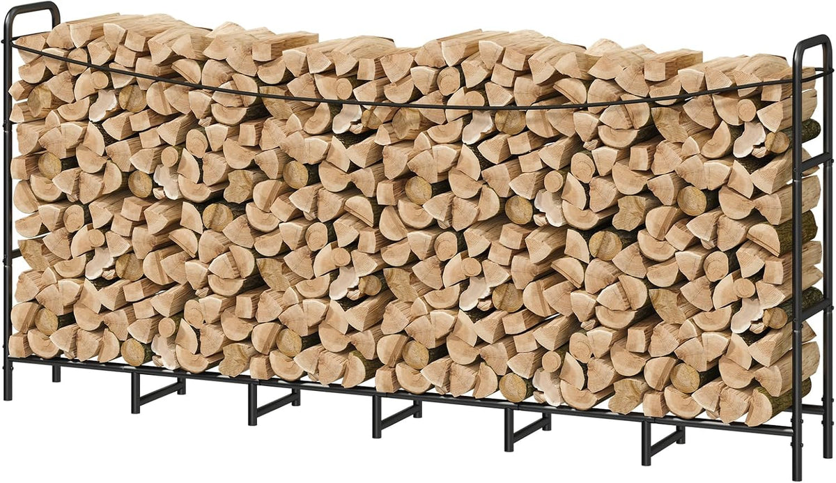 Heavy Duty Firewood Rack, Metal Log Holder for Fireplace, 8FT