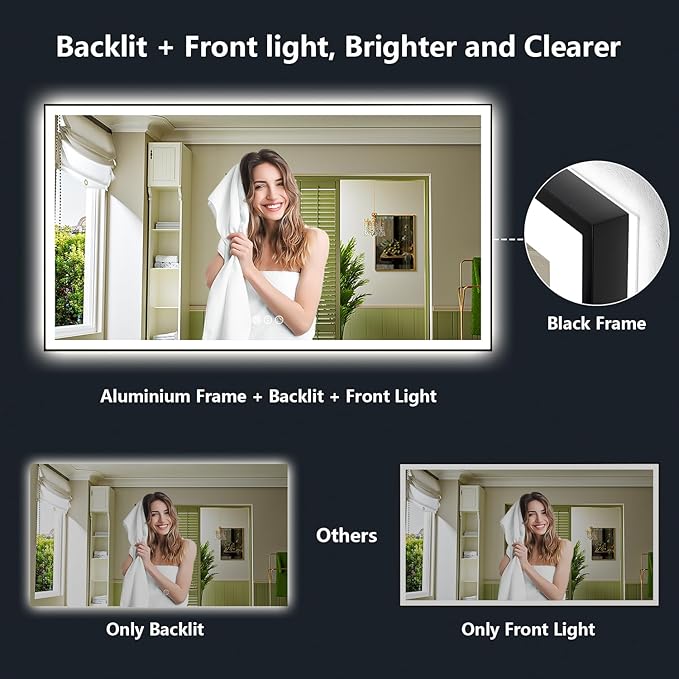 YEELAIT 60x40 Inch LED Bathroom Mirror