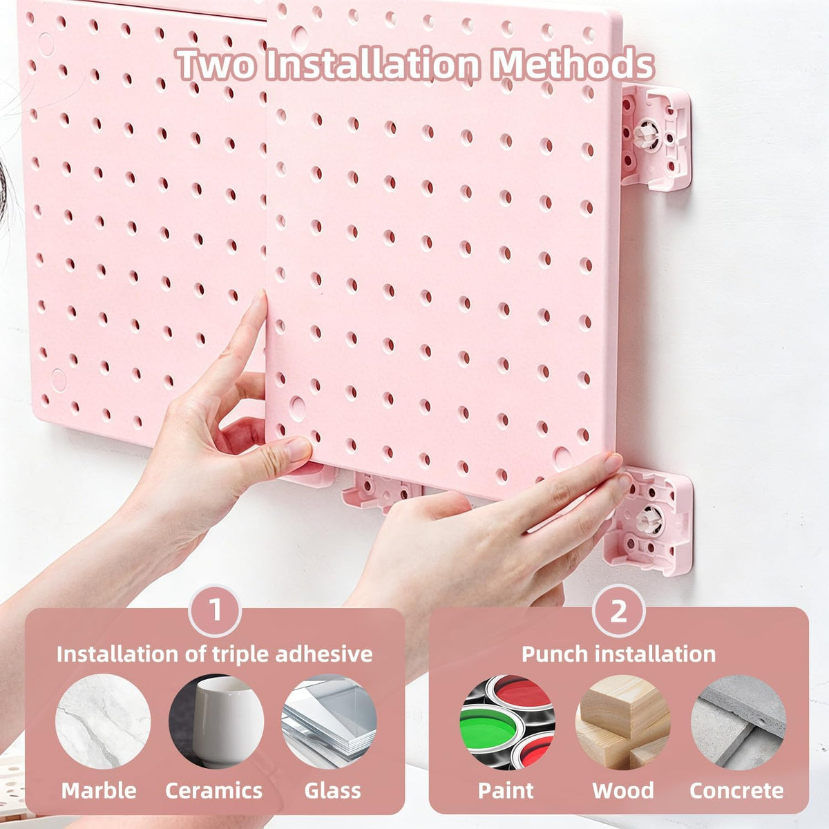 VUSIGN Peg Board Combination Kit 22"x22" Pegboards, Pink