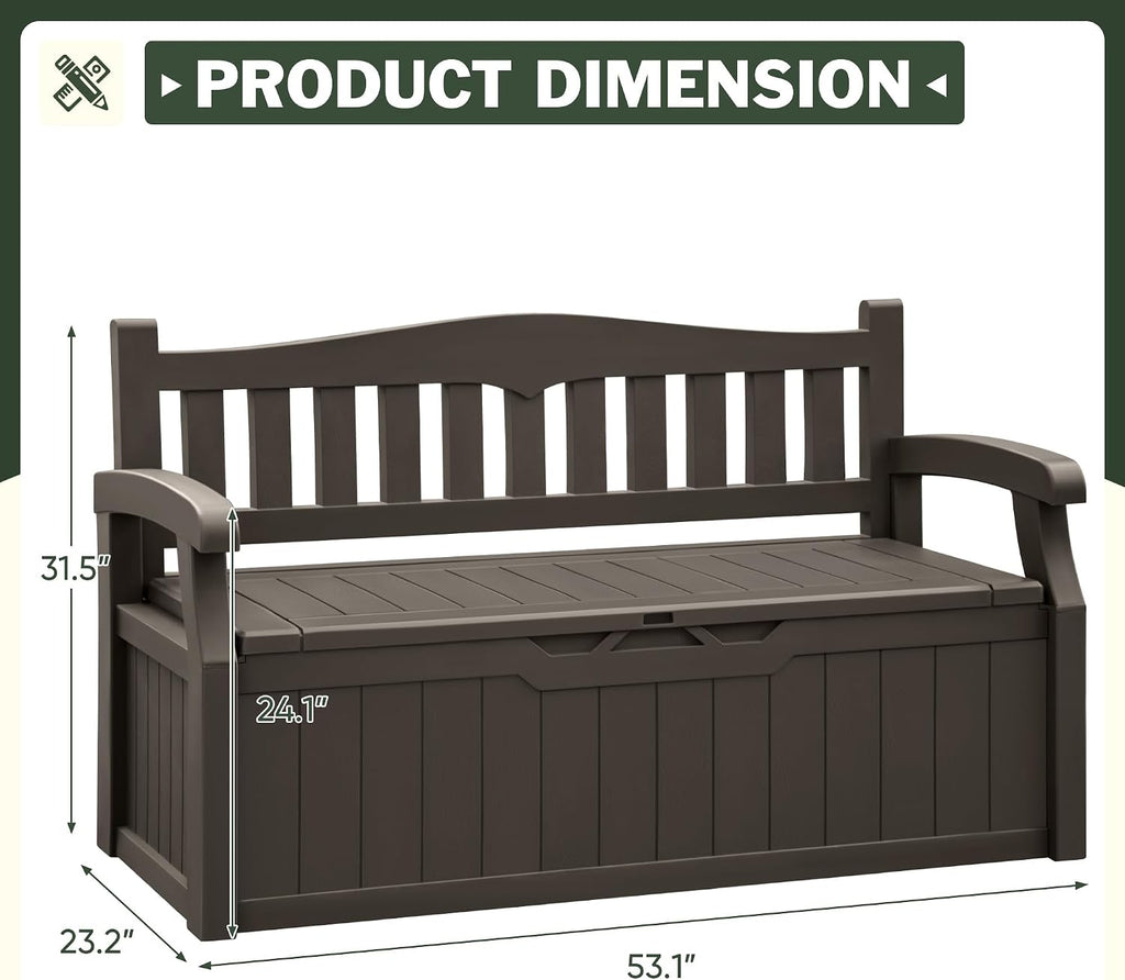 flamaker 80 gallon storage bench, deck box with, close-up detail