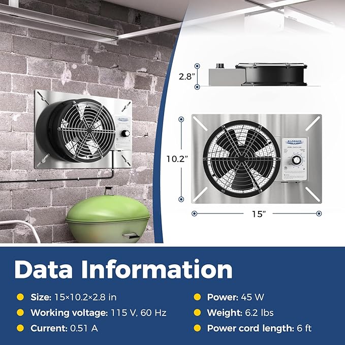 ALORAIR 540 CFM Stainless Steel Crawl Space Vent Fan