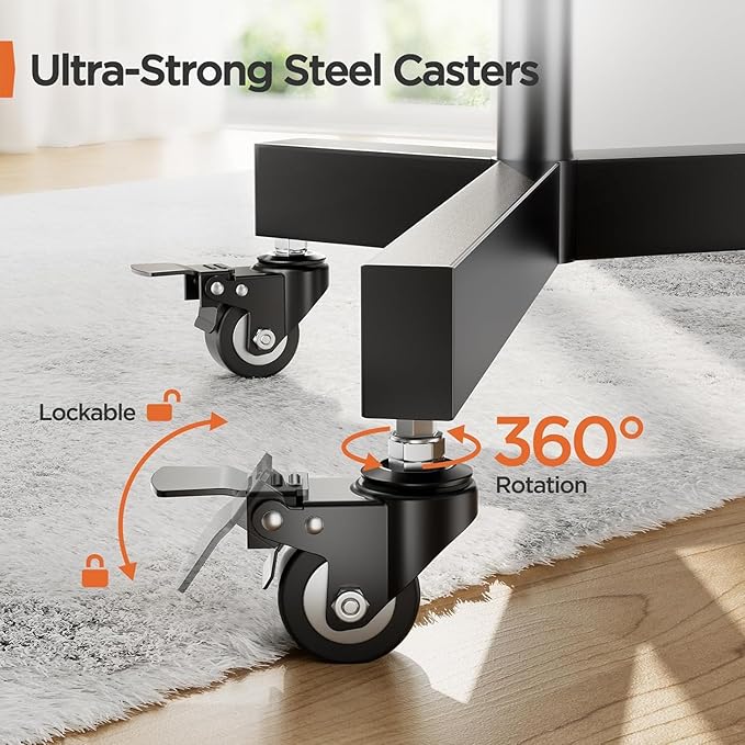 Perlegear Rolling TV Stand, Mobile TV Stand on Wheels