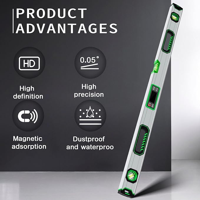 Kanayu Digital Level Digital 40'' LCD Display Magnetic Torpedo Level Tool