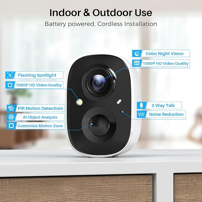 MaxiViz Security Cameras Wireless Outdoor, Battery Powered Cameras (4 Pack)
