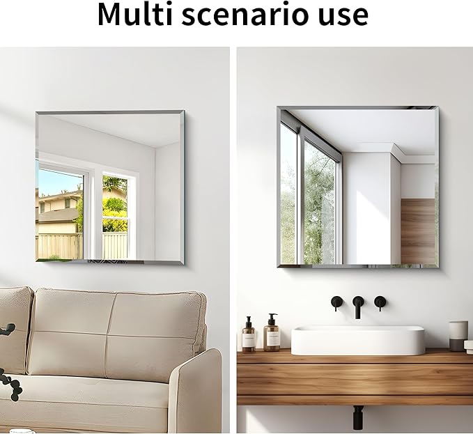 CILIBER Beveled Mirror, 24x24 inch Square Bathroom Mirrors