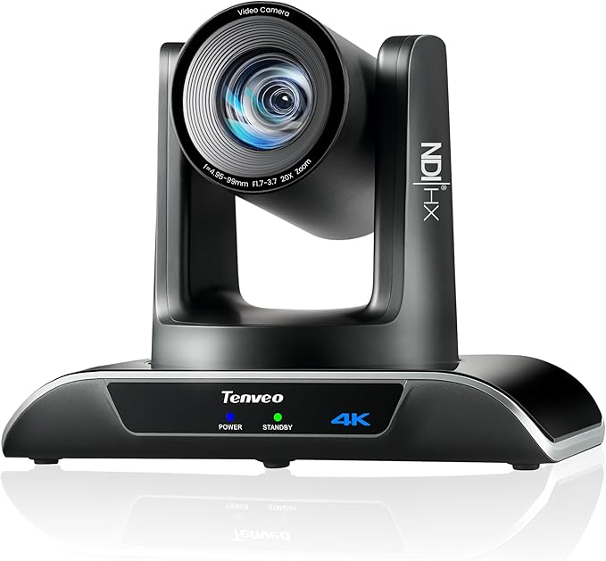 Tenveo 4K NDI PTZ Camera AI Humanoid & Face Auto-Tracking, HDMI/LAN/USB3.0 PoE