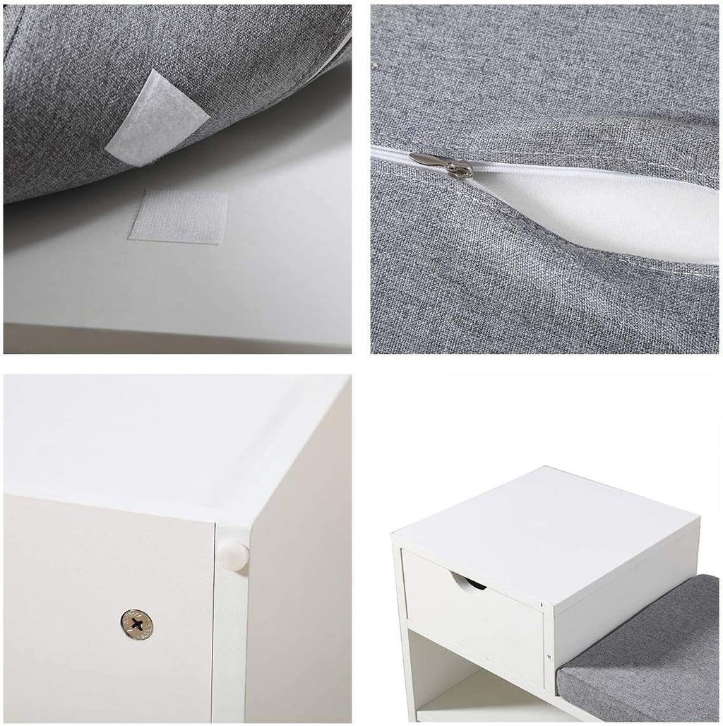 leyo shoe storage benches with cushion seating white, package contents