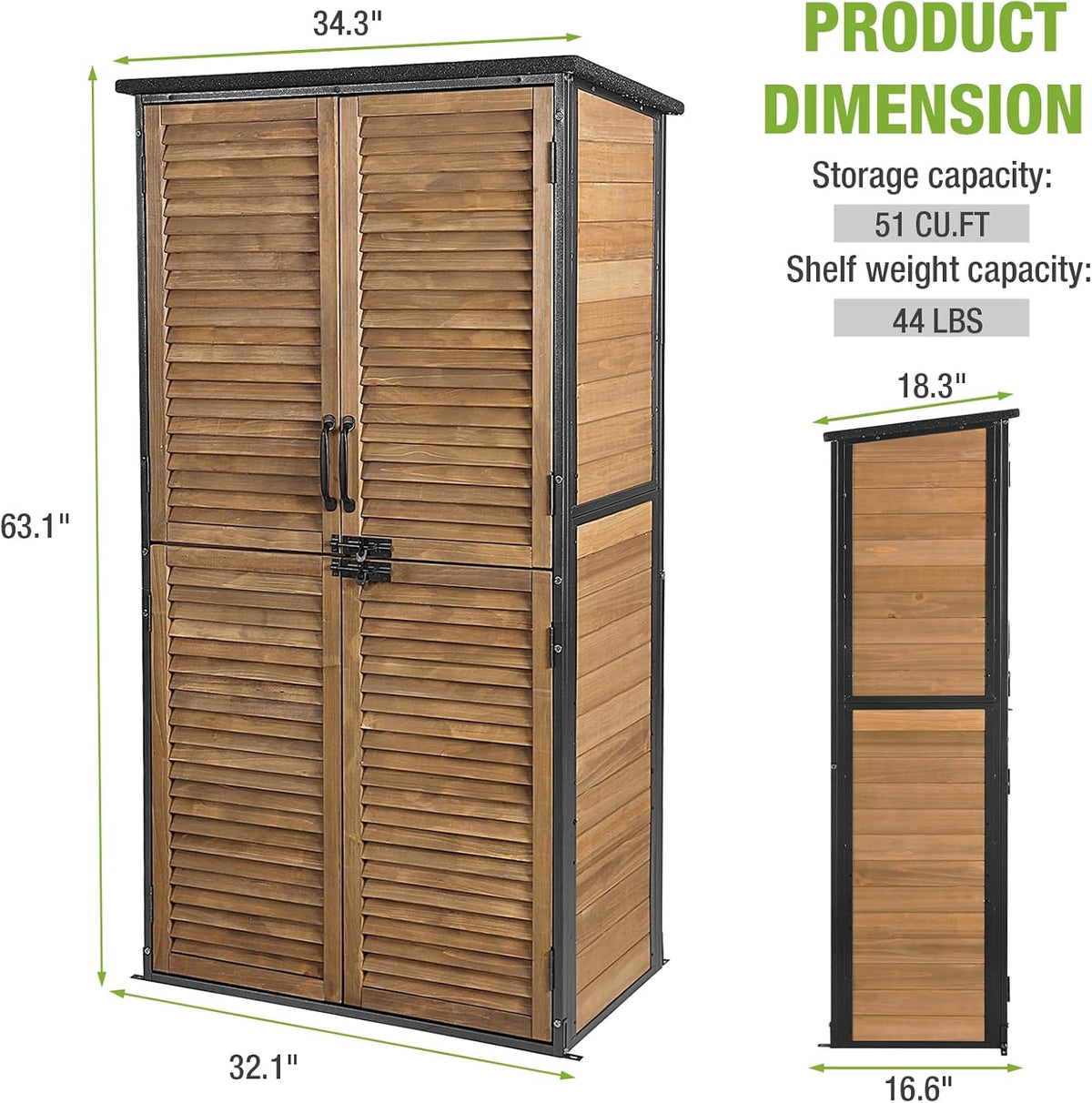 outdoor storage shed with adjustable shelfs tool cabinet, package contents