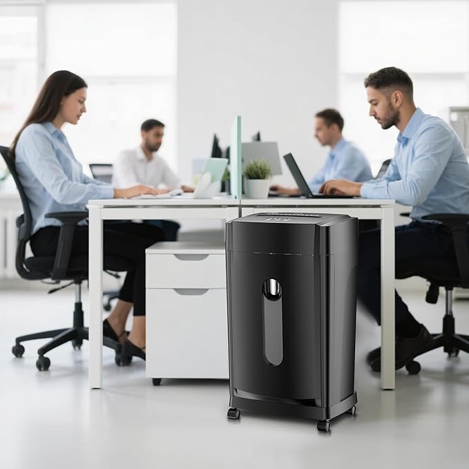 KRT Ultra-Quiet Paper Shredder 38dB, 30 Min Run Time, 15 Sheet Cross-Cut
