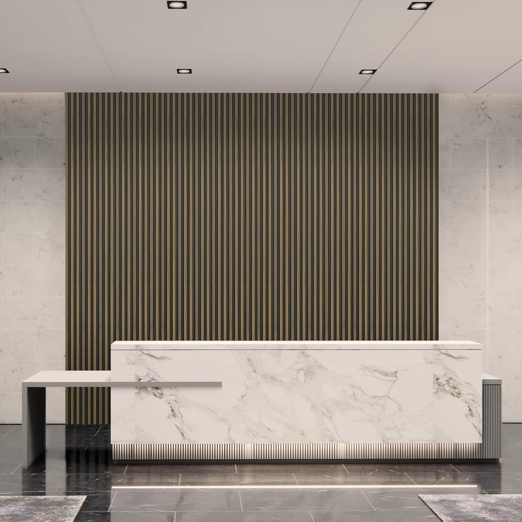 Art3d 96 x 6 Inch 3D Fluted Wood Textured Slat Wall Panel, 8-Pack, Ebony