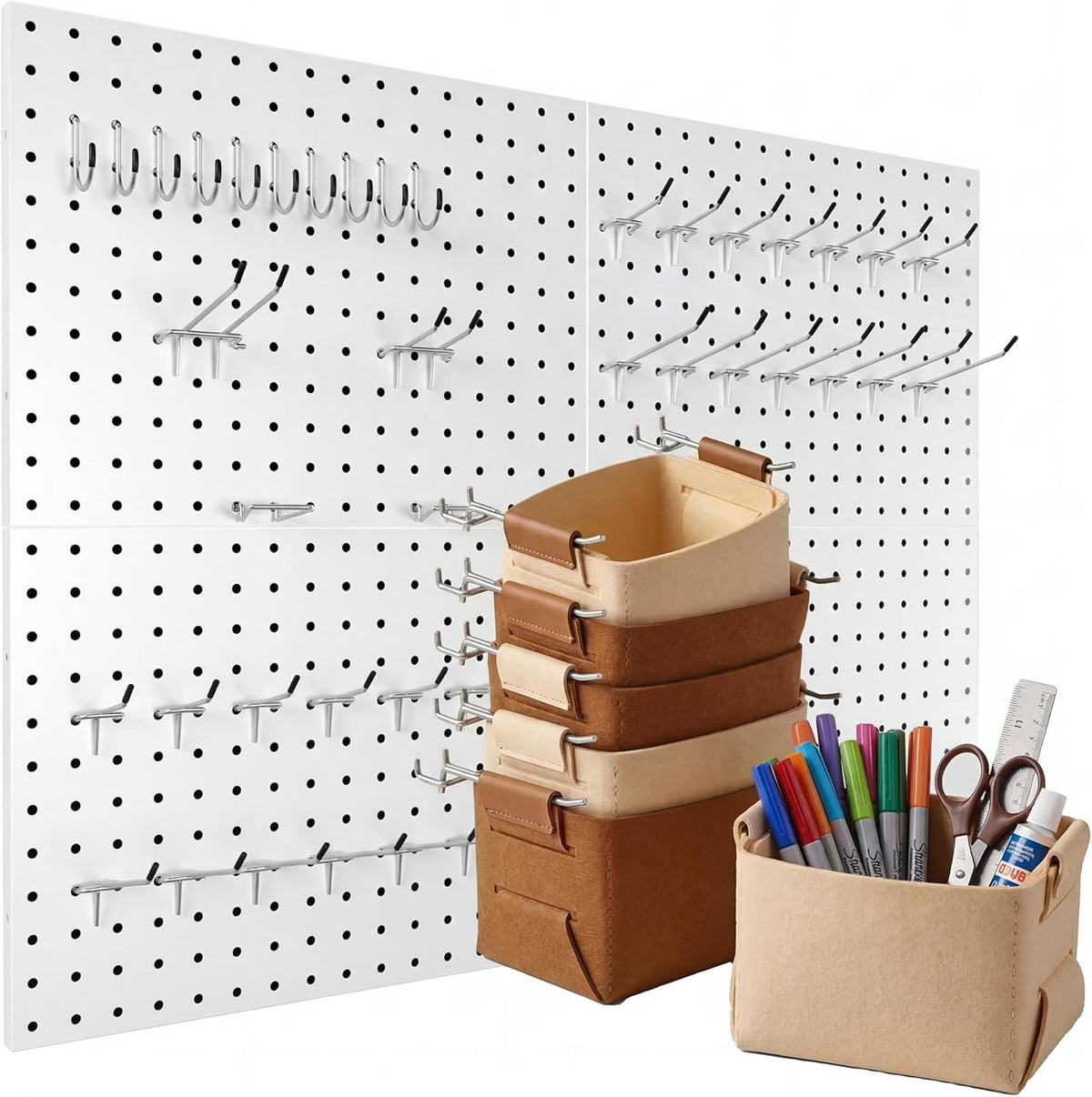 Spampur 4 Pack Peg Board Organizer, Includes Metal PegBoard and Accessories