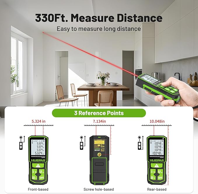 Laser Distance Measure 330Ft. Huepar Digital Rechargeable Laser Measuring Tool