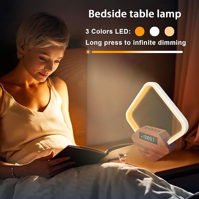 Xunhomon Sunrise Alarm Clock for Bedrooms Heavy Sleepers 15 Sleep Sounds White