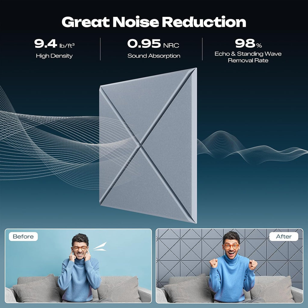 sonicism 22 pack x-lined acoustic panels, side view